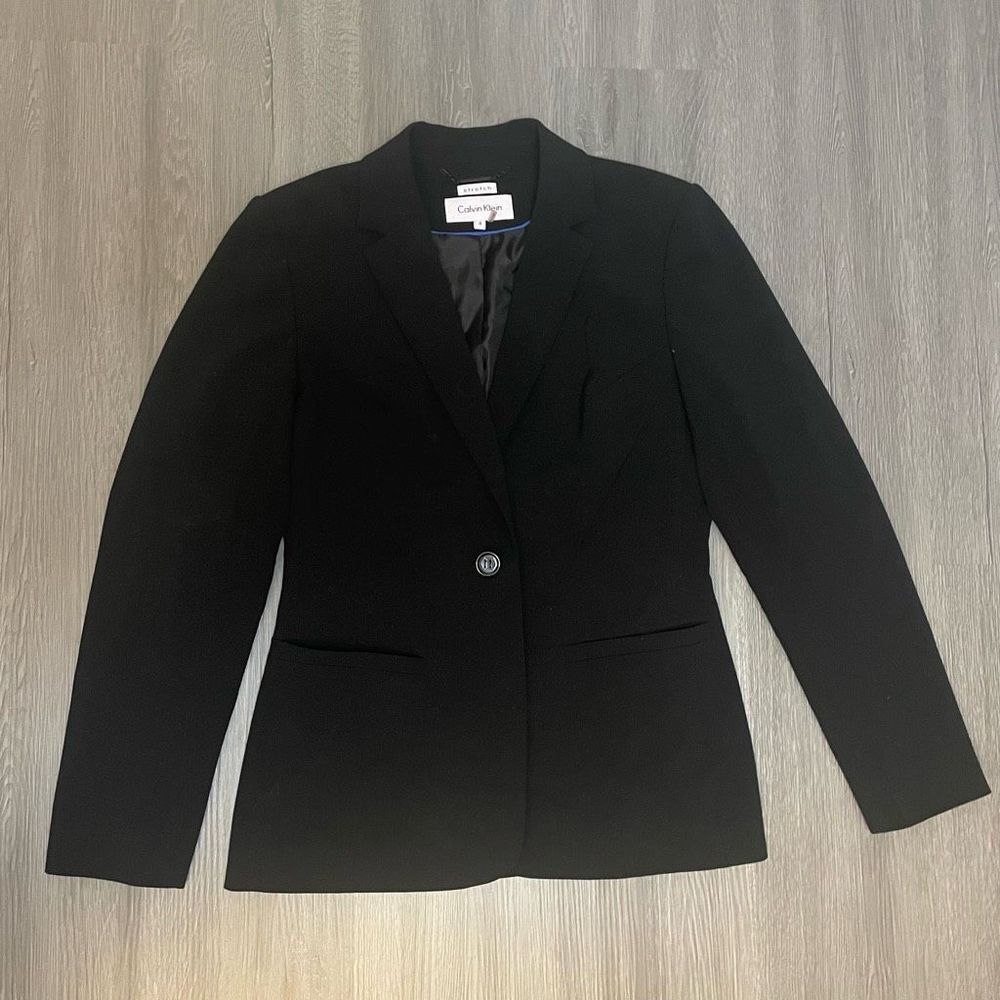 Calvin Klein Professional Black Blazer Size 4 Office Interview Preppy